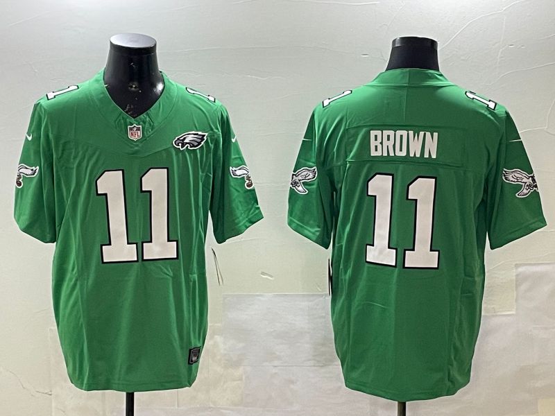 Men Philadelphia Eagles #11 Brown Green three generations 2025 Nike Vapor Limited NFL Jersey style 4